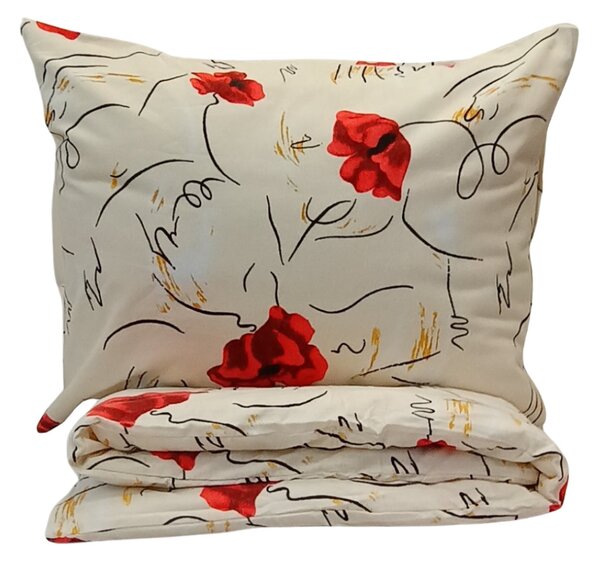 Povlečení flanelové Vlčí máky 200x140cm+90x70cm TiaHome
