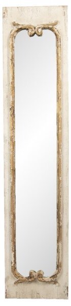 Dlouhé úzké zrcadlo v béžovém rámu s patinou – 33x149 cm