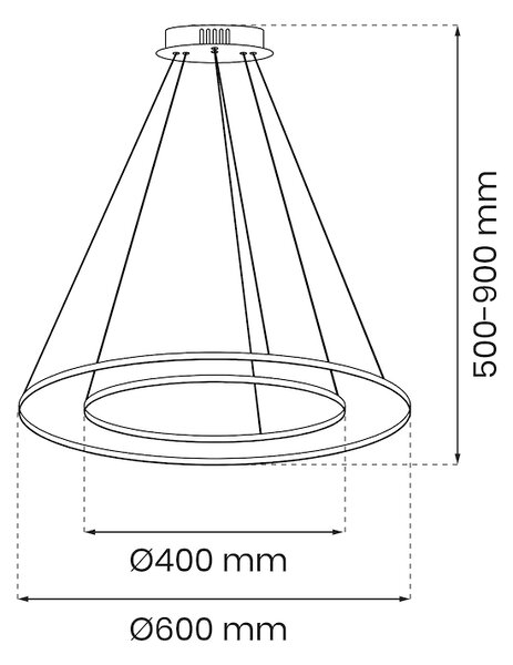 Závěsné LED svítidlo Hoop, 2x LED 51w, 4000k, g