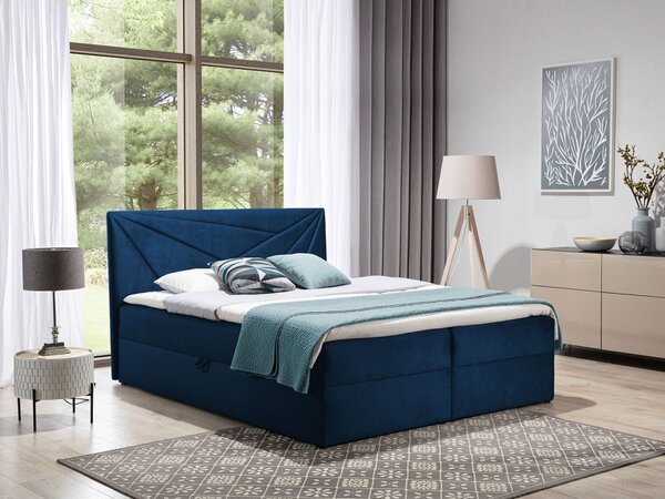 Hotelová manželská postel 180x200 TOMASA 5 - modrá + topper ZDARMA