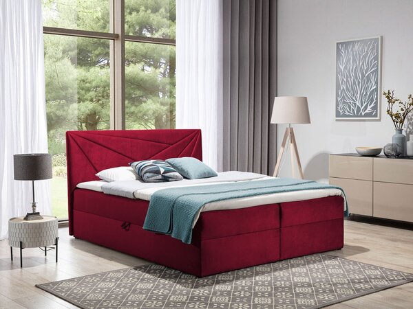 Hotelová manželská postel 180x200 TOMASA 5 - červená + topper ZDARMA