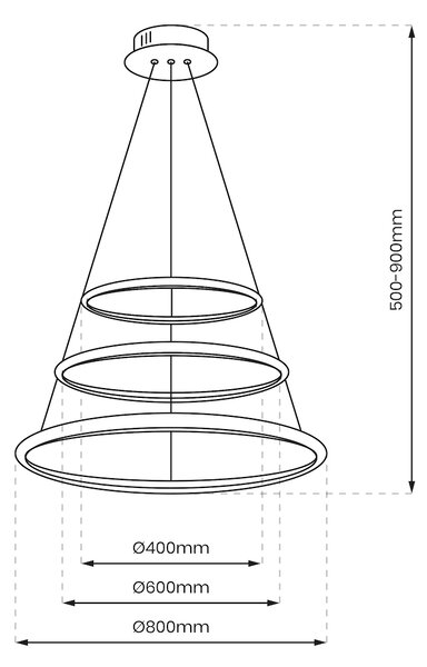 Závěsné LED svítidlo Hoop, 3x LED 93w, 4000k, ch