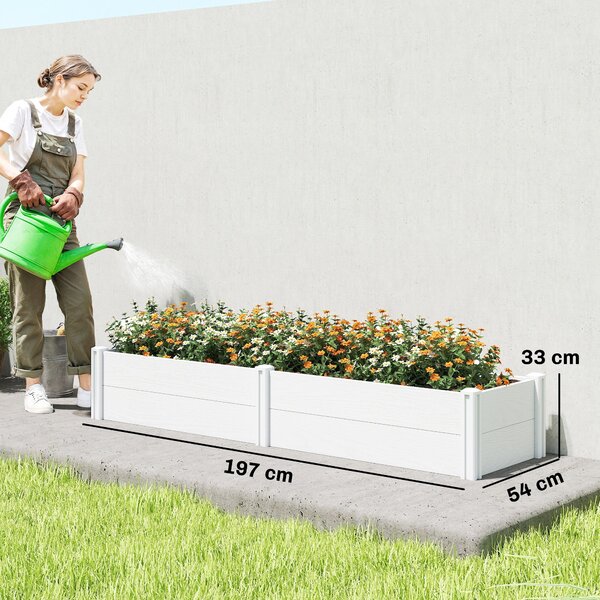 Outsunny vyvýšený plastový záhon, skládací bez nářadí – 197 × 54 × 33 cm pro zahradu, balkon, květiny a zeleninu | Aosom