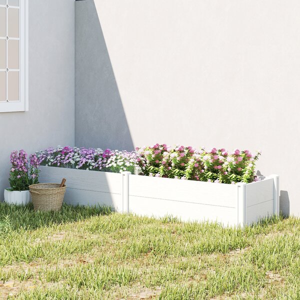 Outsunny vyvýšený plastový záhon, skládací bez nářadí – 197 × 54 × 33 cm pro zahradu, balkon, květiny a zeleninu | Aosom