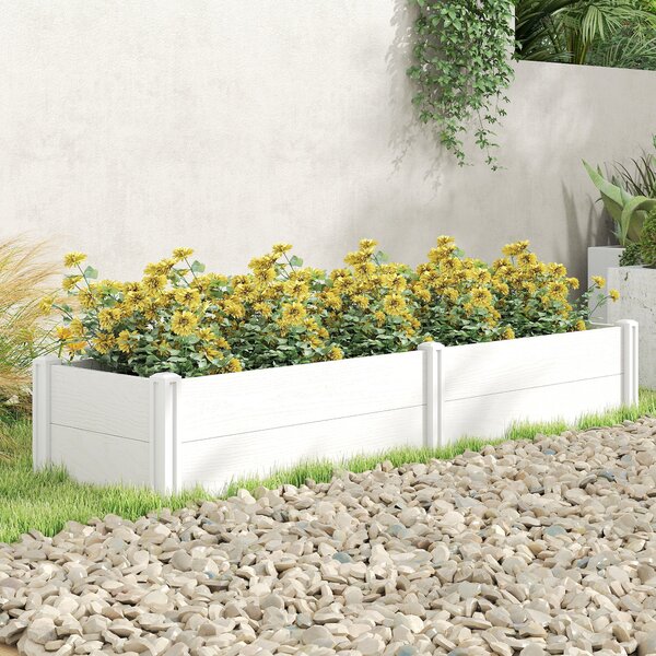 Outsunny vyvýšený plastový záhon, skládací bez nářadí – 197 × 54 × 33 cm pro zahradu, balkon, květiny a zeleninu | Aosom