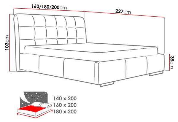 Čalouněná manželská postel 160x200 XEVERA - bílá ekokůže