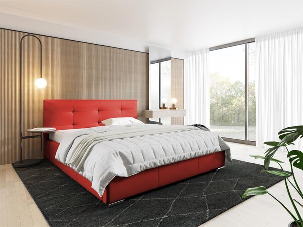 Čalouněná manželská postel 160x200 YADRA - červená ekokůže