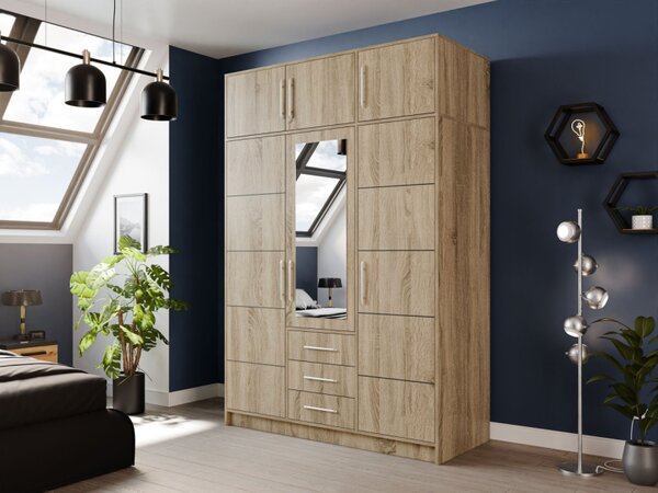 Šatní skříň se zrcadlem Lily D3, Barva: dub wellington, Nástavec: Ano 5903211347214