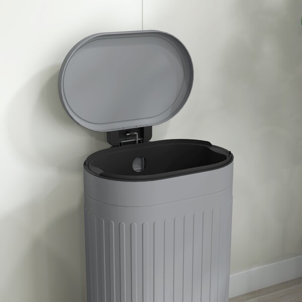 HOMCOM 30 l Pedálový odpadkový koš s vyjímatelným kbelíkem a tichým dovíráním víka, šedý — 36,5 × 31,2 × 60,8 cm | Aosom
