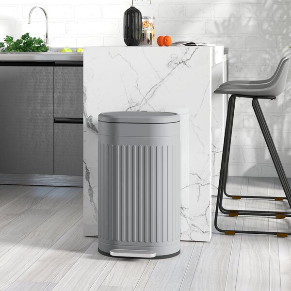 HOMCOM 30 l Pedálový odpadkový koš s vyjímatelným kbelíkem a tichým dovíráním víka, šedý — 36,5 × 31,2 × 60,8 cm | Aosom