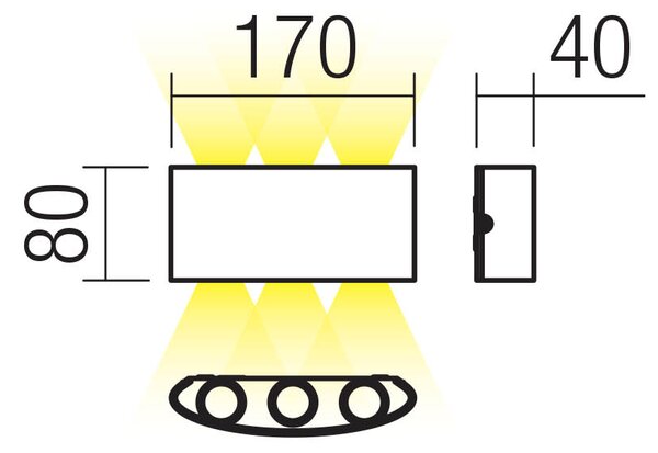 Redo 90227 Fabo, venkovní hnědé nástěnné svítidlo se svícením nahoru/dolů LED 6W 3000K, délka 17cm IP54
