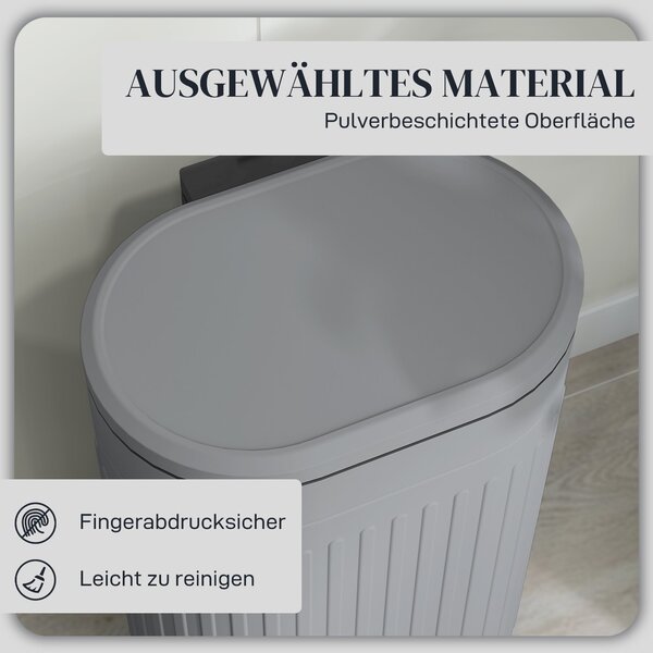 HOMCOM 30 l Pedálový odpadkový koš s vyjímatelným kbelíkem a tichým dovíráním víka, šedý — 36,5 × 31,2 × 60,8 cm | Aosom