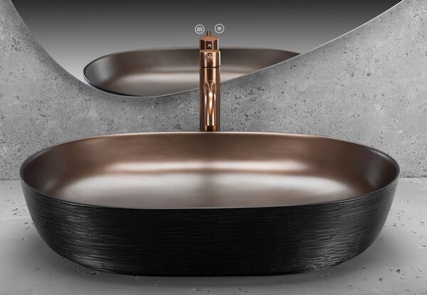 Keramické umyvadlo na desku CLEO 61 Copper Bush / Black