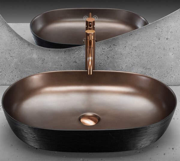 Keramické umyvadlo na desku CLEO 61 Copper Bush / Black