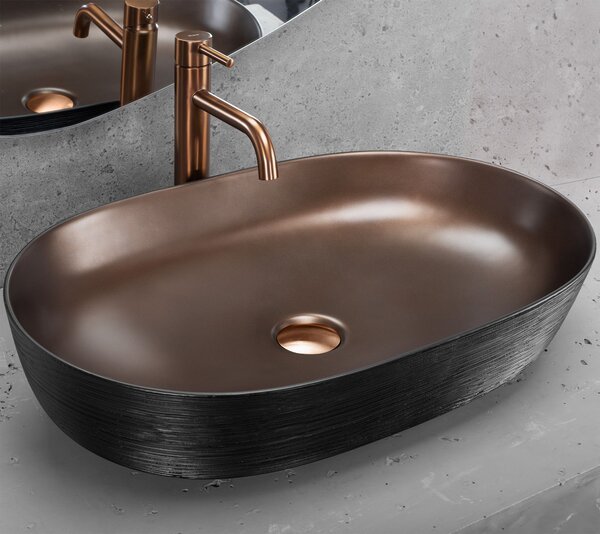 Keramické umyvadlo na desku CLEO 61 Copper Bush / Black