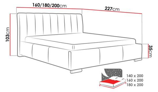 Čalouněná manželská postel 180x200 ZULMA - bílá ekokůže