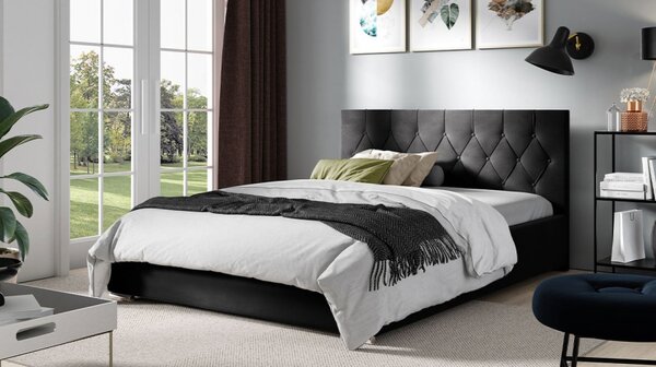 Čalouněná dvojlůžková postel 200x200 SENCE 3 - černá
