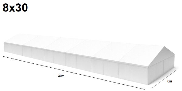 TENTino Velkokapacitní párty stan 8x30 m Varianta: BAZAROVÝ BÍLÝ