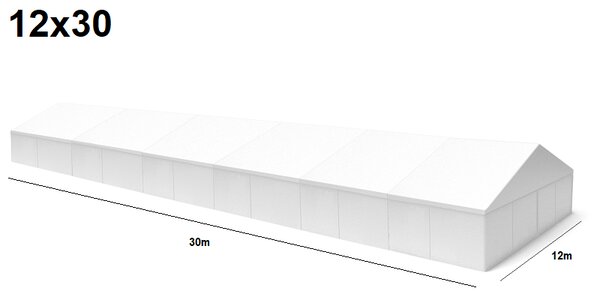 TENTino Velkokapacitní párty stan 12x30 m Varianta: BAZAROVÝ BÍLÝ