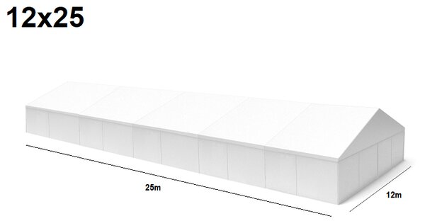 TENTino Velkokapacitní párty stan 12x25 m Varianta: BAZAROVÝ BÍLÝ