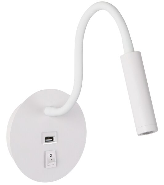 Brilagi - LED Flexibilní nástěnná lampa s USB portem MAYA LED/3W/230V bílá