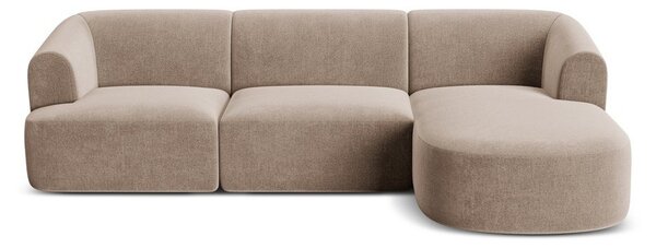 Světle hnědá sametová rohová pohovka (pravý roh/s lenoškou) Campi – Cosmopolitan Design
