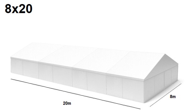 TENTino Velkokapacitní párty stan 8x20 m Varianta: BAZAROVÝ BÍLÝ