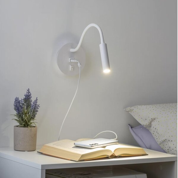 Brilagi - LED Flexibilní nástěnná lampa s USB portem MAYA LED/3W/230V bílá