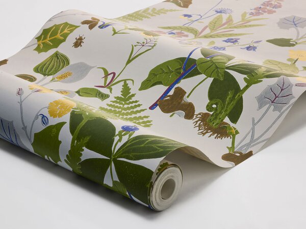 Vliesová tapeta na zeď, zelená, červená, luční květiny, kapradiny, 1788, Scandinavian Designers, Borastapeter