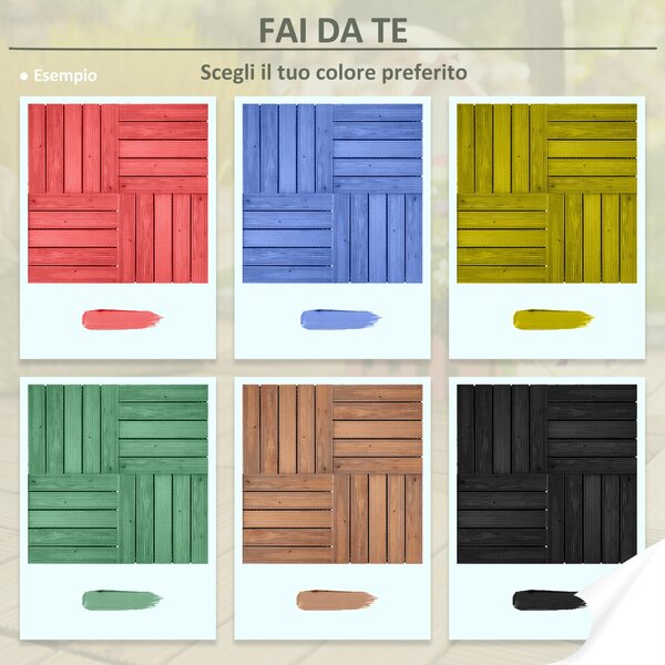 Outsunny venkovní dřevěné zahradní dlaždice, sada 27 kusů, 2,5m², spojovací montáž, 30x30cm, hnědé | Aosom