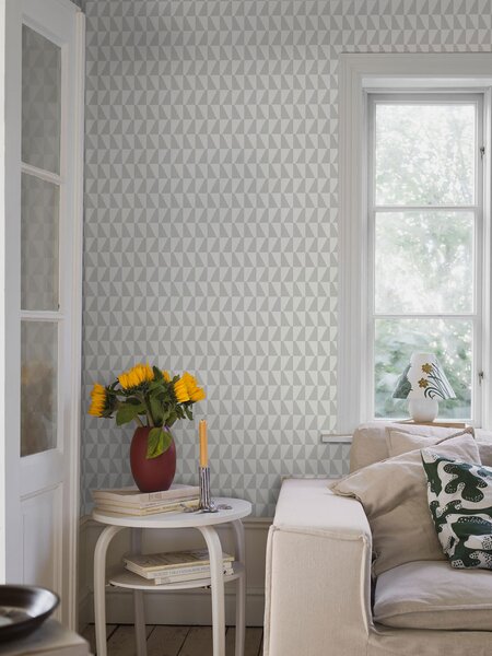 Geometrická vliesová tapeta na zeď, šedá, bílá, 1778, Scandinavian Designers, Borastapeter