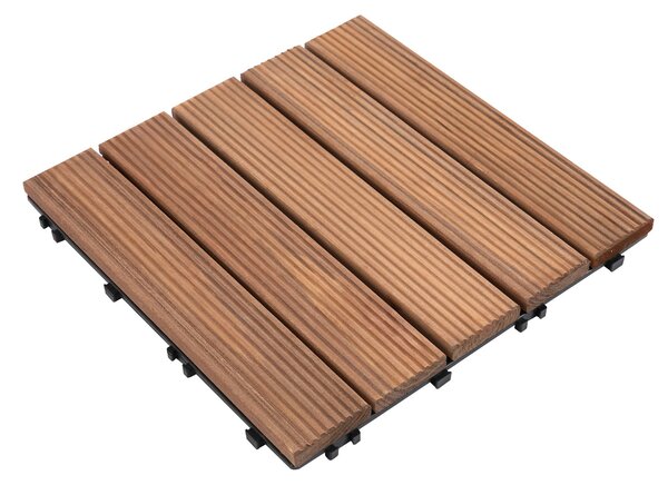 Outsunny venkovní dřevěné zahradní dlaždice, sada 27 kusů, 2,5m², spojovací montáž, 30x30cm, hnědé | Aosom