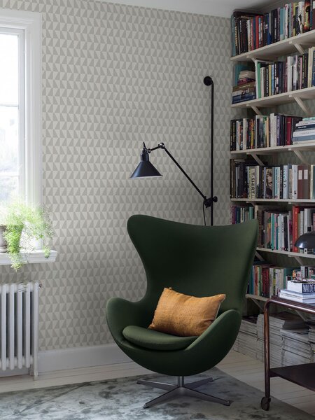 Geometrická vliesová tapeta na zeď, zelená, bílá, 1779, Scandinavian Designers, Borastapeter