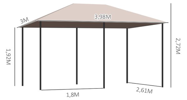 Zahradní altán Outsunny v koloniálním stylu, dvojitá střecha, odnímatelné boční závěsy, 4x3x2,72 m, khaki | Aosom