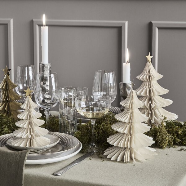 Vánoční papírová dekorace Tree Ivory – set 3 ks