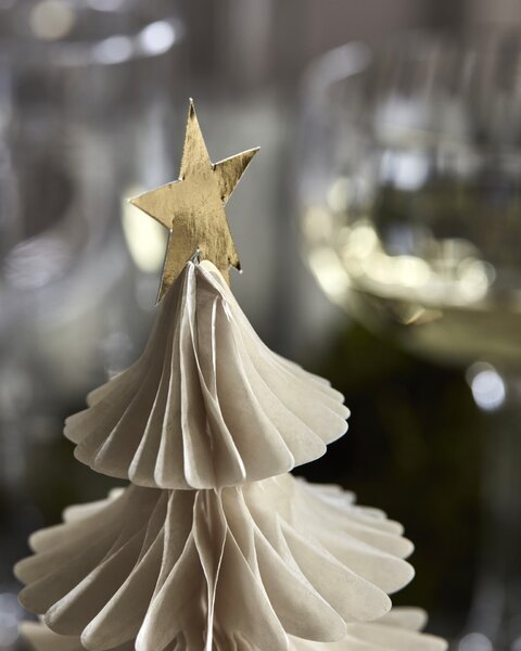 Vánoční papírová dekorace Tree Ivory – set 3 ks