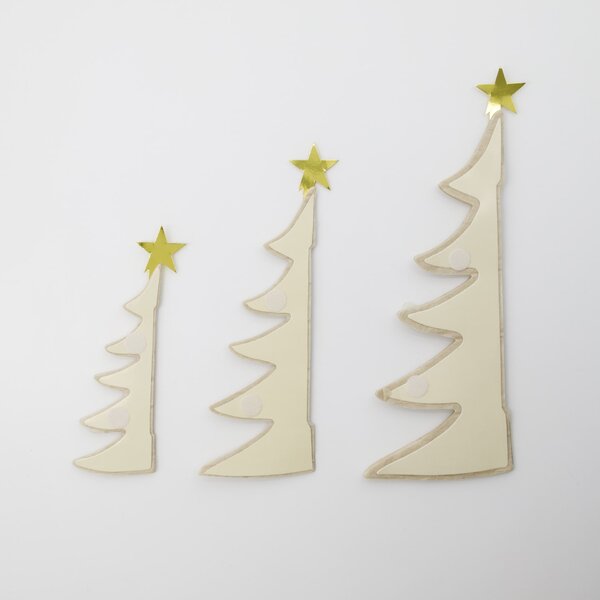 Vánoční papírová dekorace Tree Ivory – set 3 ks