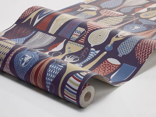 Vliesová tapeta na zeď, modrá, keramika, 1760, Scandinavian Designers, Borastapeter