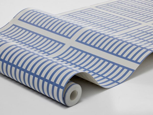 Geometrická vliesová tapeta na zeď, bílo-modrá, 1387, Scandinavian Designers, Borastapeter