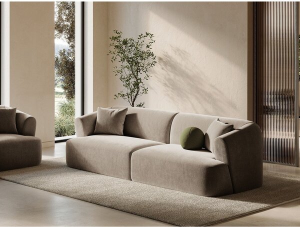 Světle hnědá sametová pohovka 255 cm Campi – Cosmopolitan Design