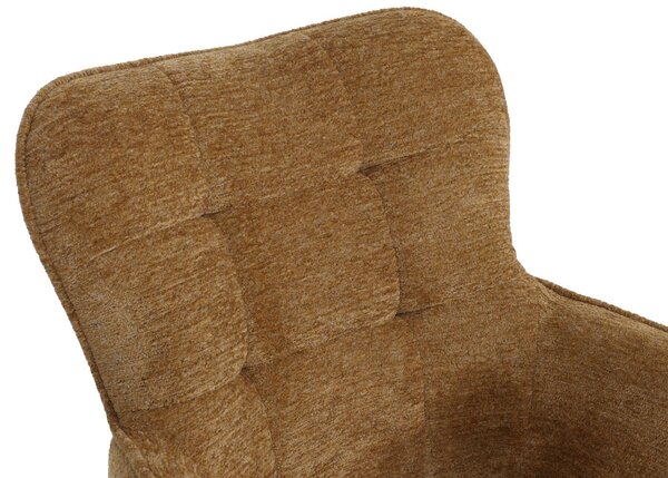 Sada dvou jídelních židlí HWC-Q35, kuchyňská židle s područkami, otočná, potah: chenille (680 g/m²), materiál: dřevo, barva: hořčicově žlutá