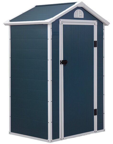 Outsunny Plastová Kůlna 1,9m² 134x104x204cm Skladovací Kůlna s Vstupními Dveřmi a Šikmou Střechou - Voděodolná Zahradní Kůlna pro Venkovní Oblast - Tm