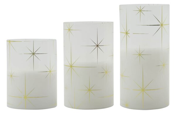 Skleněná LED svíčka Star White – set 3 ks