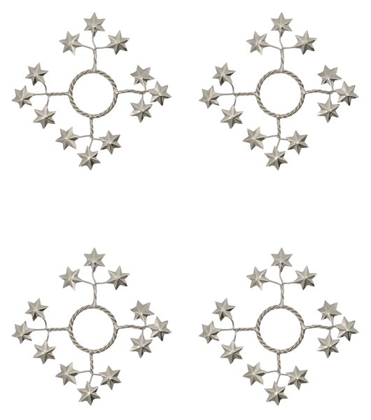 Kroužek na svíčku Star Silver – set 4 ks