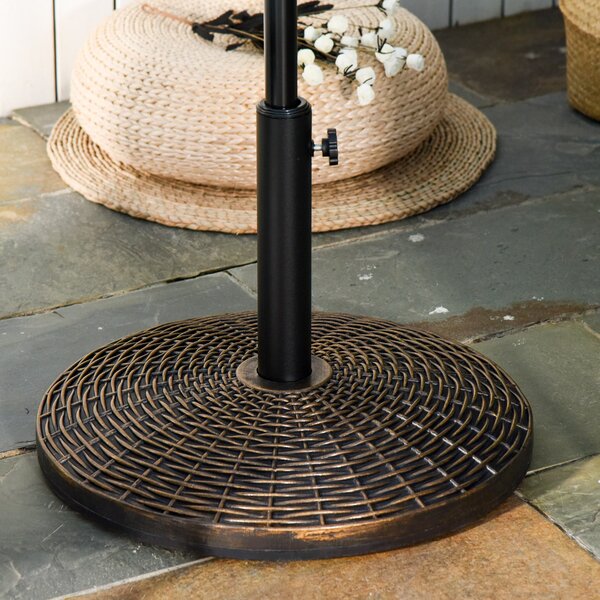 Stojan na slunečník Outsunny s hmotností 25 kg, v retro vzhledu ratanového koše, průměr trubky Ø35/Ø38/Ø48 mm, plast + cement, antický bronz Ø53 x 40