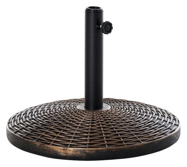 Stojan na slunečník Outsunny s hmotností 25 kg, v retro vzhledu ratanového koše, průměr trubky Ø35/Ø38/Ø48 mm, plast + cement, antický bronz Ø53 x 40