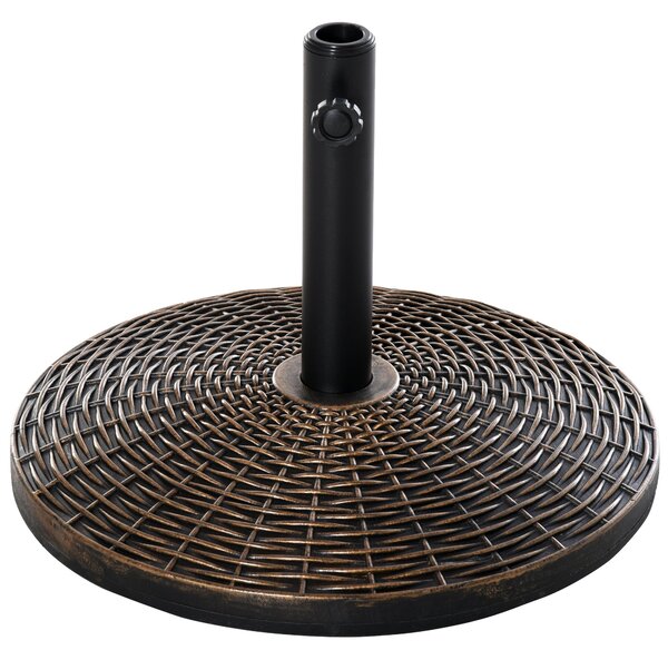 Stojan na slunečník Outsunny s hmotností 25 kg, v retro vzhledu ratanového koše, průměr trubky Ø35/Ø38/Ø48 mm, plast + cement, antický bronz Ø53 x 40