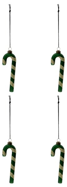 Skleněná vánoční ozdoba Stick Green – set 4 ks