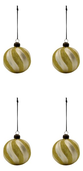 Skleněné ozdoby Swirl Champagne – set 4 ks