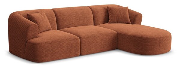 Manšestrová rohová pohovka v terakotové barvě (pravý roh/s lenoškou) Campi – Cosmopolitan Design